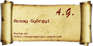 Acsay Györgyi névjegykártya