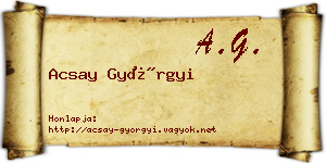 Acsay Györgyi névjegykártya